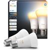Philips Hue LED A60 (Confezione da 2), Lampadine smart con luce bianca calda E27, Luci smart da 6 W e 810 lumen, Lampadine intelligenti compatibili con Alexa, Google Assistant e Apple Home