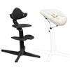 Stokke Sedia Stokke Nomi (Black) + Newborn Set (Black Grey Sand) - Include una cintura di sicurezza a 5 punti e un set di tessuti reversibili e lavabili - Sostiene fino a 150 kg