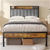 Bealife Letto imbottito 120x200cm, struttura letto in legno e metallo Piattaforma imbottita Letto matrimoniale con supporto testiera a doghe in legno (Grigio chiaro)