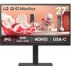 Lg Monitor 27" ( IPS 2560x1440 QHD 100Hz ) Pivot Black 27BA75QB B AEU