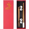 LHOEST Bacchette Sushi Legno 2 Paia Riutilizzabile Bacchette Cinesi Legno Bacchette Giapponesi Bambini Adulto Bacchette Cinesi Panda Porta Bacchette Sushi Chopsticks Cute