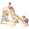 VEVOR Parco Giochi al Coperto, Set da Gioco in Legno con Roccia da Arrampicata, Scivolo, Scala in Legno e Anelli da Palestra, Giocattoli da Arrampicata in Stile Montessori Capacità di Peso 100 kg