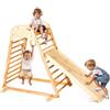 VEVOR Parco Giochi al Coperto, Set da Gioco in Legno, Capacità di Peso 100 kg, con Roccia da Arrampicata, Scivolo, Scala in Legno e Anelli da Palestra, Giocattoli da Arrampicata in Stile Montessori