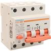 A2ZWORLD RCBO Interruttore Magnetotermico Differenziale Tipo A Curva C 3P+N 4M 6000A 300mA C25A AC 400V IP20 IEC61009-1 PL8M4