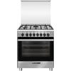 Glem Gas Cucina a Gas 5 Fuochi Forno Elettrico Ventilato con Grill Larghezza x Profondità 70x60 cm Classe A colore Acciaio Inox - SA765MI6