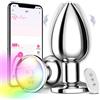 SuperLove Powerful Glowing Vibrating Metal Butt Plug with Remote & App Small