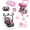 Bayer Design 21560AC Passeggino pieghevole per bambole, doppie ruote, borsa, fasciatoio, culla, accessori, bavaglino