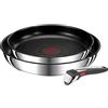 Tefal Ingenio Preference On L97490 - Set di 3 padelle impilabili, rivestimento antiaderente, adatto a induzione, indicatore di temperatura del segnale termico, nero, acciaio inossidabile, grande