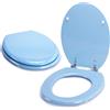 MSV - Sedile WC CLÉO MDF - Cerniere in acciaio inox - Lucido - Ø 370 x 450 mm - Azzurro - Eleganza e comfort per il bagno - Facile installazione e pulizia