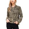 Allegra K Top con Stampa Leopardata per Donna, Camicette Lunghe con Maniche A Lanterna, Scollo A V, Camicie Casual Larghe Leopardato XL