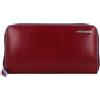 Piquadro Portafoglio quadrato blu RFID in pelle 19 cm rosso