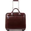 Piquadro Trolley business blu quadrato a 2 ruote in pelle con scomparto per laptop da 37 cm rosso