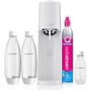 SodaStream Terra Megapack bianco,Gasatore d'acqua per trasformare l'acqua in acqua frizzante, incluso cilindro contente Co2,2 bottiglie da 1 litro,1 bottiglia da mezzo litro,28,8x19.5x43.6centimetri