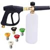 Stone Banks Pistola per Cannone in Schiuma per Idropulitrice, 1 Litro Regolabile 1/4 Rapido Sgancio Erogatore di Sapone Lancia Schiuma da Neve Bottiglia con 5 Pcs Ugelli e Pistola per Autolavaggio