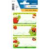 HERMA 1754 - Etichette per libri scrivibili Fritz der Wurm, 6 pezzi, 76 x 35 mm, autoadesive, a righe, per scuola, bambini, ragazze, ragazzi, multicolore