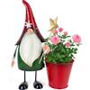 HONGLAND Statua di gnomi da giardino in metallo per esterni, 33 cm, statuetta di Babbo Natale, decorazione per prato, patio, cortile, giardino