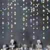 PinkBlume Decorazioni iridescenti Eid Mubarak Ramadan da appendere arcobaleno stella luna cerchio cerchio lampada a mezzaluna ghirlanda Streamer sfondo banner decorazioni per felice Ramadan Islam musulmano