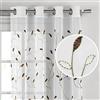 Creative Home Ideas Tende trasparenti ricamate con foglie ondulate, misura 137,2 x 243,8 cm, include 1 tenda a pannello con foglie, tende per finestre con occhielli in metallo (tenda bianca