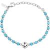 Breil, Collezione Sound Wave, Bracciale Uomo con Sfere Intervallate in Acciaio Lucido e Sodalite, Arricchito da un Ciondolo in Acciaio a Tema Marino, Lunghezza Regolabile