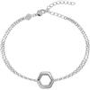 Breil, Collezione Hexagonia, Bracciale Donna in Acciaio Specchiato, con Doppia Catenina Sottile ed Elemento Esagonale, Pratica Chiusura, Lunghezza Regolabile 15-21 cm, Colore Silver, Idee Regalo Donna
