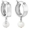 Breil, Collezione Tetra, Orecchini Donna in Acciaio Specchiato, con Forme Iconiche Geometriche e Perla Naturale Bianca, Idee Regalo Donna, Colore Silver