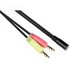 Good Connections Adattatore per cuffie, 2 jack da 3,5 mm a presa jack da 3,5 mm a 4 poli da 3,5 mm, cavo audio a Y per audio e microfono, posizionamento pin CTIA, nero, 20 cm