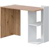 Habitdesign Tavolo da studio reversibile con ripiani, scrivania, sistema di immagazzinamento, modello Kenia, finitura in color rovere Nodi e bianco Artik, Dimensioni: 100 cm x 78 cm (altezza) x 52 cm (profondità)