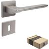 APECS Maniglie per porte interne moderne, Türklinke per porta di casa e porta interna con rosetta quadrata, maniglia in nichel opaco, guarnizione con materiale di fissaggio, modello ELECTRA BB