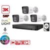HIKVISION KIT VIDEOSORVEGLIANZA HIKVISION 4 CANALI 5 MPX 3 TELECAMERE BULLET 5MPX 3K HYBRI