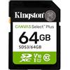 Kingston Canvas Select Plus Scheda di memoria SD 64GB SDXC Gen3 100MB/s C10 UHS-I U1 V10 - SDS3/64GB