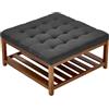 VEVOR Tavolino da Caffè Quadrato 875 x 875 x 445 mm con Ripiano Portaoggetti in Legno Massello, Poggiapiedi in Lino per Salotto, Camera da Letto, Soggiorno, 181,44 kg, Grigio Scuro