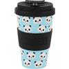 IDRINK®- Tazza in RPET per Caffé con Tappo in Silicone Apribile, Facile da Portare 435 ml, Mug Takeaway Plastica Riciclata 8.7 x 8.7 x 15 cm Ergonomica 435 ml (PANDA)