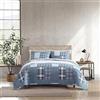 Eddie Bauer - Set copripiumino queen size, biancheria da letto reversibile in cotone con federe abbinate, decorazione per la casa a quadri patchwork (blu biancospino, matrimoniale)