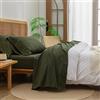 BESTOUCH Set di lenzuola 100% cotone lavato lino sensazione super morbido confortevole chic leggero 4 pezzi set di biancheria da letto per la casa tinta unita verde oliva queen