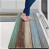 MAYHMYO Set di 2 tappeti da cucina e tappetini da cucina in PVC antiscivolo retrò rustico con struttura in legno, tappetini da cucina per pavimento, bagno, scrivania, runner, lavanderia