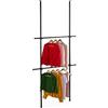 Relaxdays Appendiabiti Telescopico, Sistema Componibile per Cabina Armadio, 2 Aste H: 165-300 cm, L: 75-120 cm, Nero