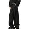 RegaliaKun Pantaloni Casual da Uomo, Estivi, con Elastico in Vita, Pantaloni da Spiaggia, Larghi, Vacanza, a Gamba Dritta, Neri, Taglia XX-Large