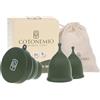 Cotonemio Coppetta Mestruale XS & S in 100% Silicone Medico con Sterilizzatore e Sacchetto in Cotone | Kit Coppetta Riutilizzabile, Senza BPA, Fino a 12 Ore di Protezione