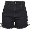 Urban Classics Damen Ladies Highwaist Denim Lace Up Shorts Pantaloncini, Nero/Grigio, 48 Donna