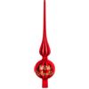 COM-FOUR® Cima dell'albero di Natale in vetro con scritta - Puntale per l'albero di Natale (28 cm - Rosso allegro lucido)