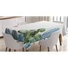 ABAKUHAUS Cactus Tovaglia, Cactus Fiori Birds, Adatta per interni ed esterni, Lavabile, Rettangolare 140 x 240 cm, Verde e blu