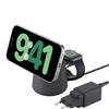 Belkin BoostCharge Caricabatteria wireless 2 in 1 con Qi2 da 15 W, caricatore MagSafe per iPhone 16, 15, 14, 13, 12, Apple Watch, AirPods e altri dispositivi Qi2, alimentatore incluso, Carbone