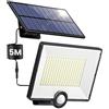 Pxwaxpy 1 Pezzi-Luce Solare LED Esterno [204LED] Lampada Solare da Esterno con Sensore di Movimento, IP65 Impermeabile Farette Solare a LED da Esterno con Cavo di 5M Pannello Solare Indipendente