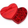 Box cuore con 14 rose artificiali