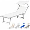 Lettino Prendisole in Alluminio Professionale 186x61x40 cm - bianco
