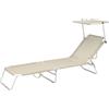 Lettino prendisole pieghevole Beige con tettuccio parasole - 1 Lettino