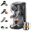 CAFELFFE Macchina per caffè espresso con montalatte, macchina per caffè caldo e freddo, per capsule Nes* e DG*, cuscinetti ESE e fondi per caffè, 7 livelli di selezione del quantitativo di caffè,