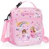 Clastyle Borsa Termica Porta Pranzo Bambini Scuola Unicorno Borsa Frigo Piccola Ragazza Portatile, Castle Unicron Rosa