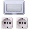 A2ZWORLD Kit Placca Scatola 504 Premontato IP55, 4 Moduli 2 Prese Schuko P40 Universale 10/16A, Compatibile Con Bticino Living, Colore Bianco, Placca Stagna Idrobox Incasso Da Esterno