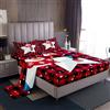 Homewish Set di lenzuola natalizie con stampa natalizia a 5 punti, stelle, pupazzo di neve, set di lenzuola matrimoniali in lattice nero rosso geometrico con motivo natalizio a fiocchi di neve, con 2 federe,